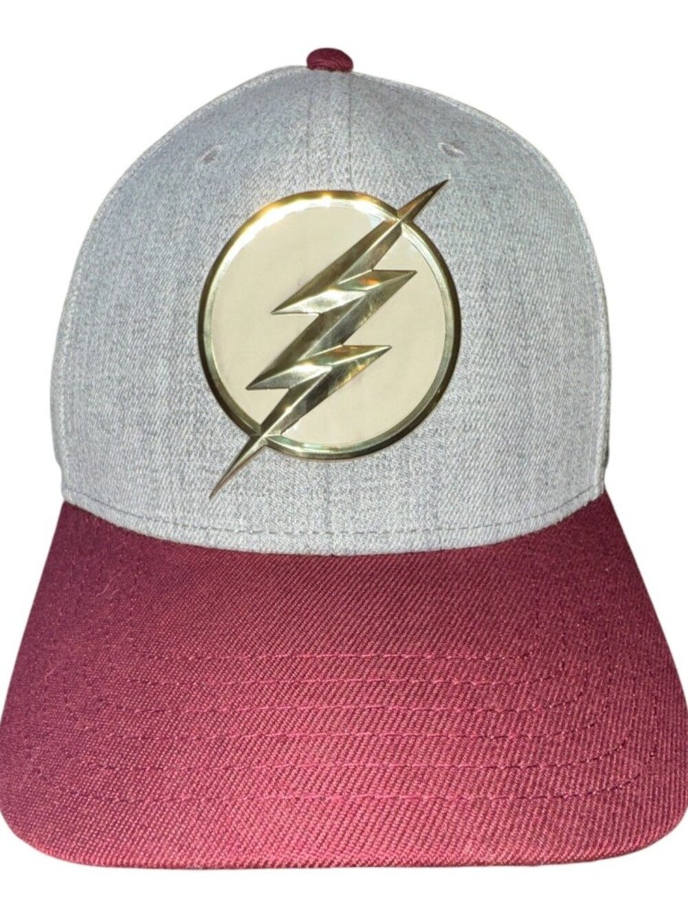 The Flash DC Comics Gray Snapback Hat Red Bill Gold Logo Superhero EUC